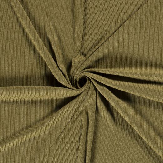 Viskose Strickstoff Rippenmuster Olivgrün Viskose Strickstoff Rippenmuster Olivgrün