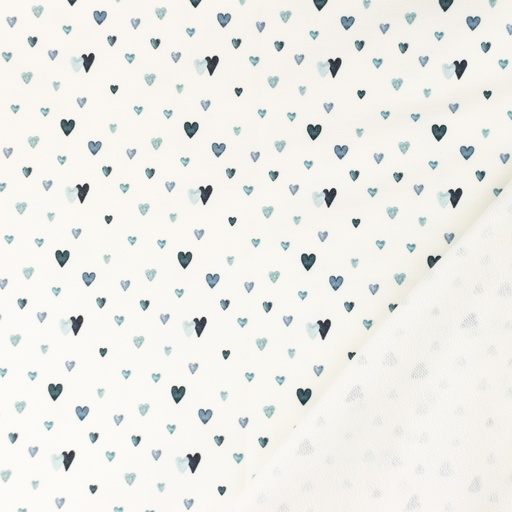 Sommersweat Lovely Hearts Rauchblau auf Weiß Digital Sommersweat Lovely Hearts Rauchblau auf Weiß Digital
