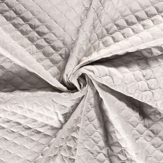 Jackenstoff - wattierter Rauten-Stepper Uni Weiß Innen Schwarz Jackenstoff - wattierter Rauten-Stepper Uni Weiß Innen Schwarz