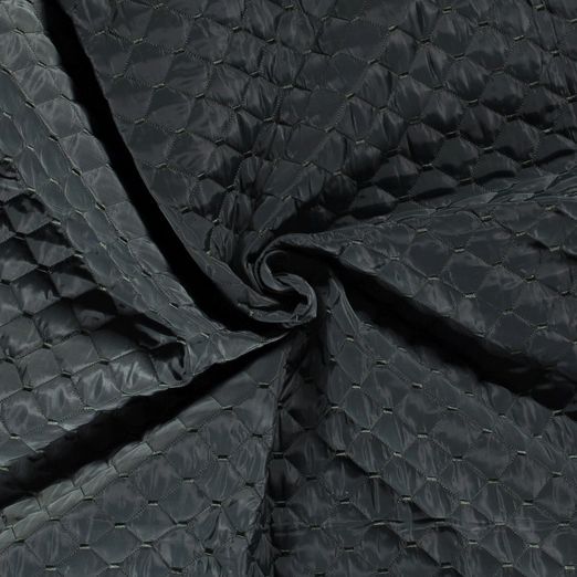 Jackenstoff - wattierter Rauten-Stepper Uni Dunkelgrün Innen Schwarz Jackenstoff - wattierter Rauten-Stepper Uni Dunkelgrün Innen Schwarz
