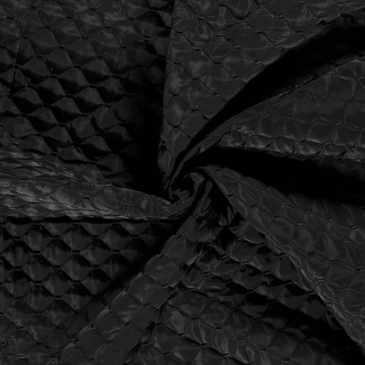 Jackenstoff - wattierter Rauten-Stepper Uni Schwarz Innen Schwarz Jackenstoff - wattierter Rauten-Stepper Uni Schwarz Innen Schwarz