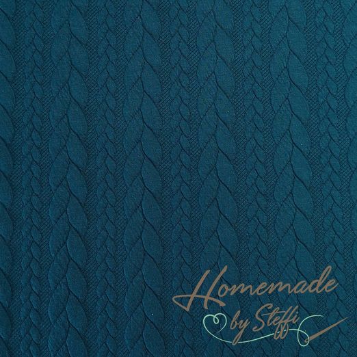 Strickstoff Cably Zopfmuster Petrol Strickstoff Cably Zopfmuster Petrol