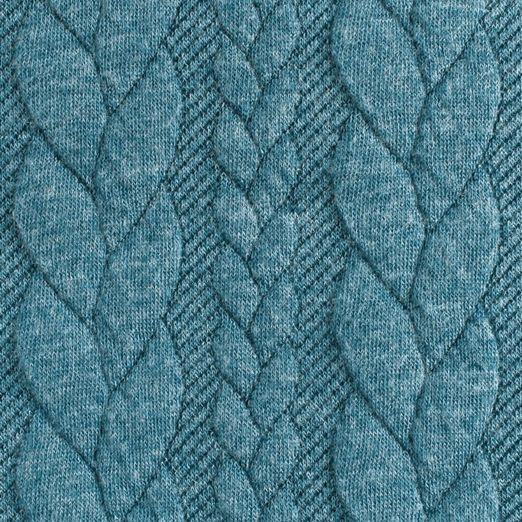 Strickstoff FASHION Zopfmuster Grünblau Strickstoff FASHION Zopfmuster Grünblau