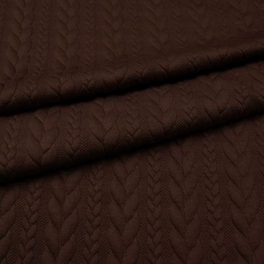 Strickstoff Cably Zopfmuster Schokobraun