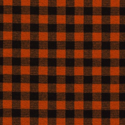 Flanellstoff - Hemdenstoff Karo Orange/Schwarz