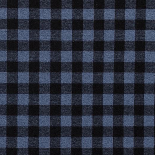 Flanellstoff - Hemdenstoff Karo Rauchblau/Schwarz