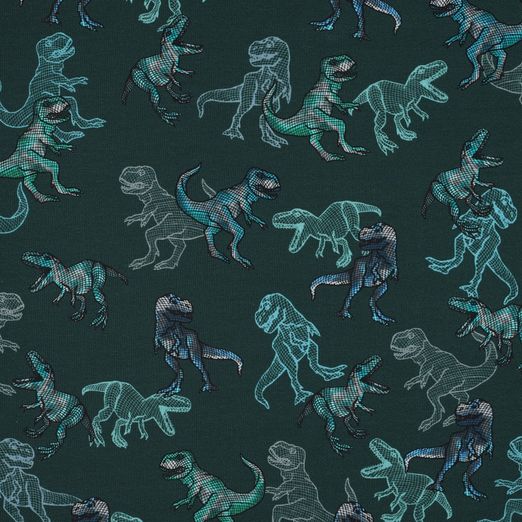 Ganzjahressweat T-Rex Print auf Dunkelgrün Digital