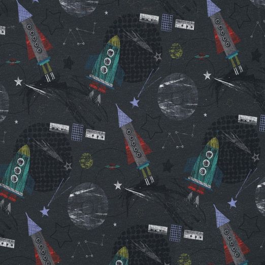 Sommersweat Space auf Dunkelgrau Digital