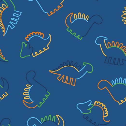 Sommersweat Coloured Dinos auf Royalblau Sommersweat Coloured Dinos auf Royalblau