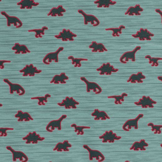 Sommersweat Dinos mit farbigen Umrissen auf Dunkelmint Sommersweat Dinos mit farbigen Umrissen auf Dunkelmint