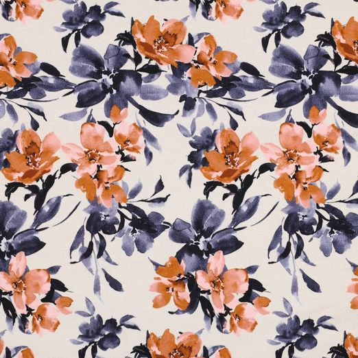 Sommersweat Flowers Rosalie auf Creme Digital