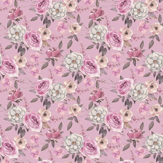 Sommersweat Wilde Rosen auf Altrosa Digital