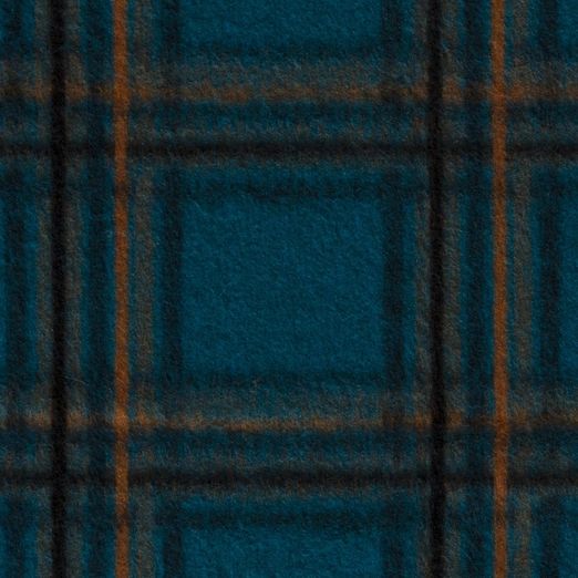 Mantelstoff Gebürstet Kariert Petrol