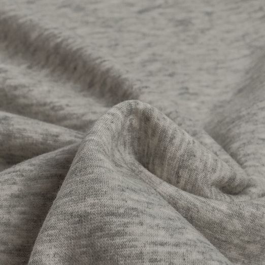 Alpenfleece Double Face Uni Hellgrau Meliert/Weiß