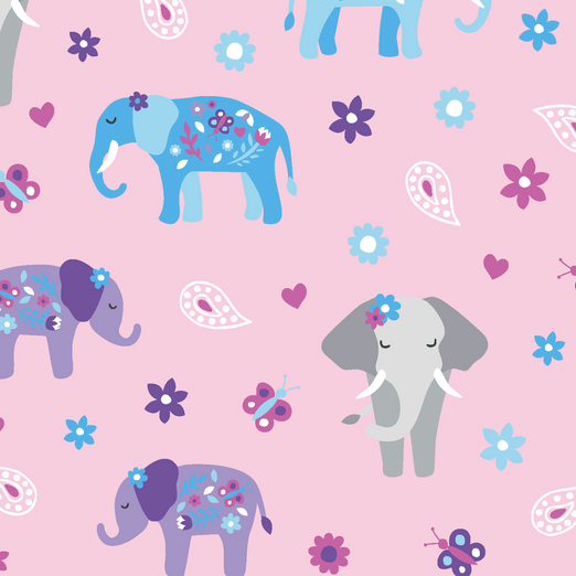 Jersey Flowerelephants auf Hellrosa