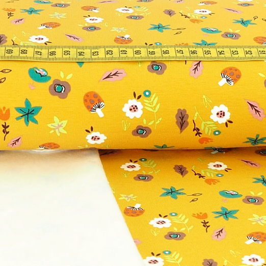 Ganzjahressweat Herbstsachen auf Senfgelb