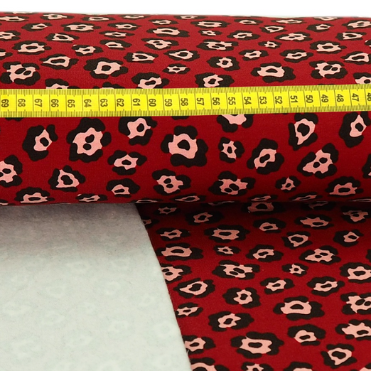 Ganzjahressweat Leomuster auf Dunkelrot