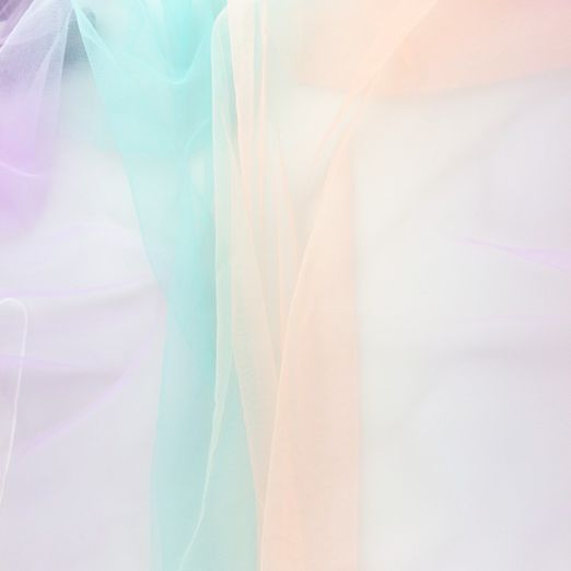 Soft Tüll Rainbow Blockstreifen Aqua/Apricot/Flieder