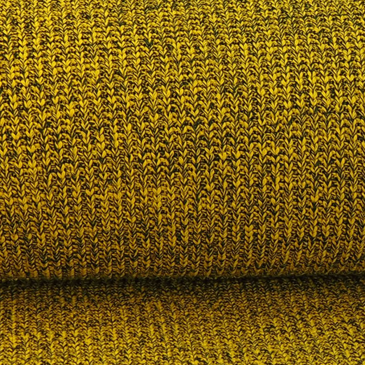 Schwerer Strickstoff Grobstrick Melange Senfgelb