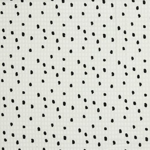 Waffelstoff Dots Schwarz auf Creme