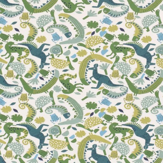 Jersey Dinos & Echsen auf Cremeweiß Jersey Dinos & Echsen auf Cremeweiß