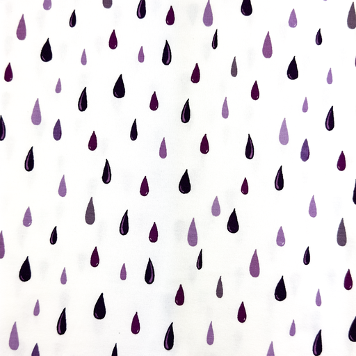 Jersey Regentropfen Lila auf Weiß Jersey Regentropfen Lila auf Weiß
