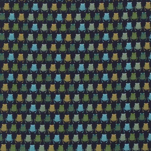 Jersey Bunte Frösche auf Dunkelblau Jersey Bunte Frösche auf Dunkelblau