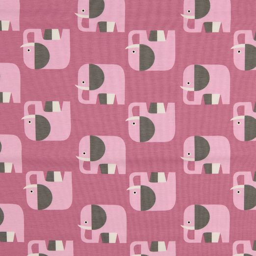 Jersey Viereckige Elefanten auf Altrosa Jersey Viereckige Elefanten auf Altrosa