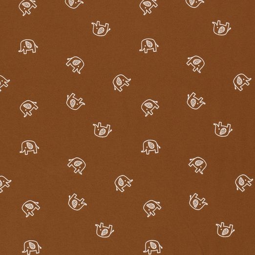 Jersey Kleiner Weißer Elefant auf Braun Jersey Kleiner Weißer Elefant auf Braun