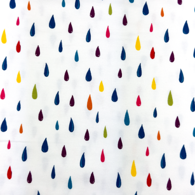 Jersey Regentropfen Bunt auf Weiß Jersey Regentropfen Bunt auf Weiß