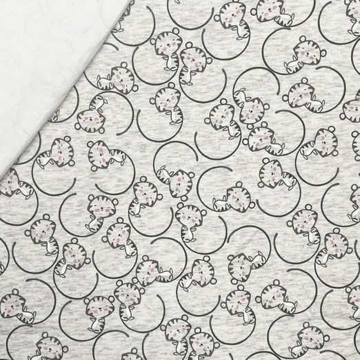 Alpenfleece Kleiner Tiger auf Creme Meliert Alpenfleece Kleiner Tiger auf Creme Meliert