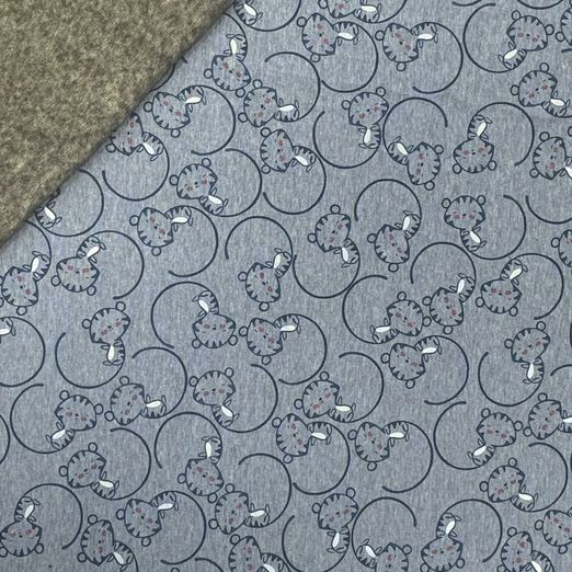 Alpenfleece Kleiner Tiger auf Blau Meliert