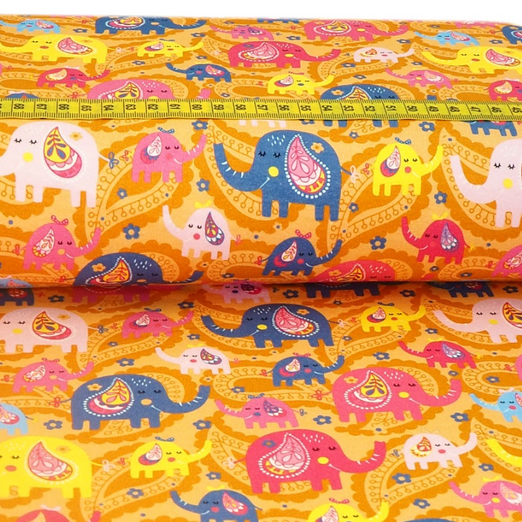 Jersey Paisley Elephants Apricot Jersey Paisley Elephants Apricot