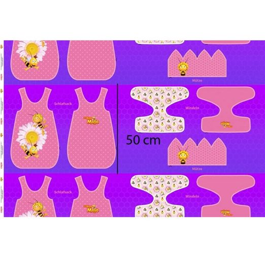 Jersey Panel Cut & Sew Biene Maja Lila LIZENZ 50 cm Jersey Panel Cut & Sew Biene Maja Lila LIZENZ 50 cm