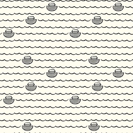 Jersey Schiffchen in den Wellen auf Cremeweiß Jersey Schiffchen in den Wellen auf Cremeweiß