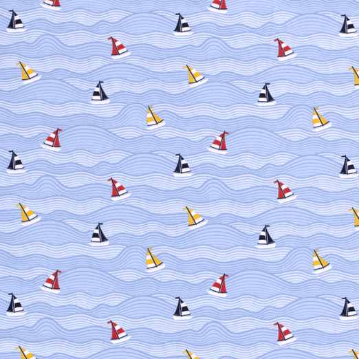 Jersey Segelschiffchen in den Wellen Hellblau Jersey Segelschiffchen in den Wellen Hellblau