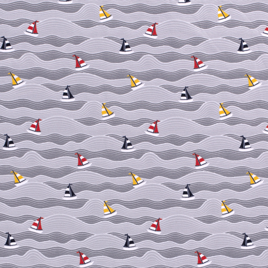 Jersey Segelschiffchen in den Wellen Hellgrau Jersey Segelschiffchen in den Wellen Hellgrau