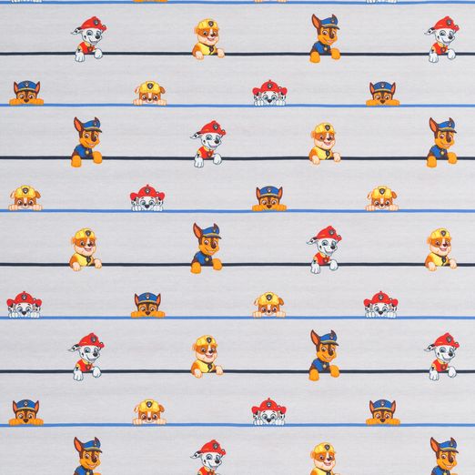 Jersey by Swafing LIZENZ Paw Patrol Charaktere auf Streifen Hellgrau Jersey by Swafing LIZENZ Paw Patrol Charaktere auf Streifen Hellgrau