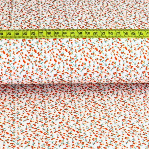 Jersey Mini Flowers Rot auf Weiß Jersey Mini Flowers Rot auf Weiß