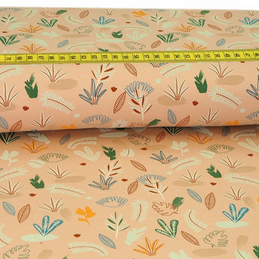 Jersey Plants & Leaves auf Hellem Altrosa