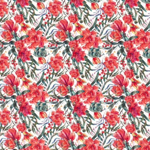 Jersey Blumengemälde auf Cremeweiß Digital Jersey Blumengemälde auf Cremeweiß Digital