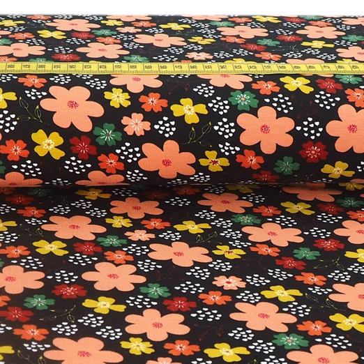 Jersey Flowers & Hearts Schwarz BIO Jersey Flowers & Hearts Schwarz BIO