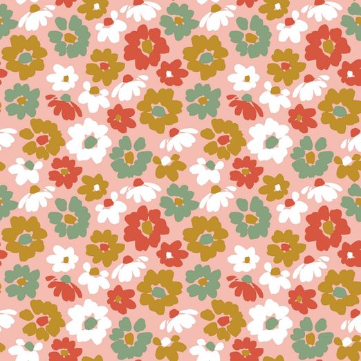 Jersey Flowers Nina auf Hellrosa BIO