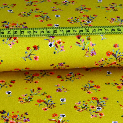 Jersey Scattered Flower Gelb Digital Jersey Scattered Flower Gelb Digital