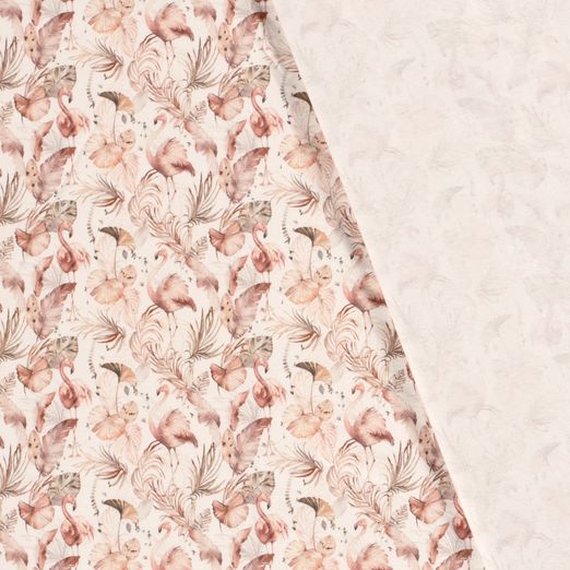 Jersey Flamingos in den Blättern auf Creme Jersey Flamingos in den Blättern auf Creme