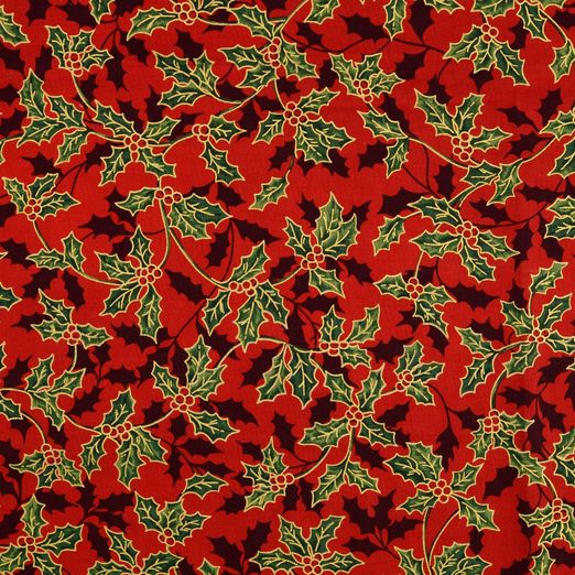 Baumwolle WEIHNACHTEN Beerenzweige auf Rot Baumwolle WEIHNACHTEN Beerenzweige auf Rot