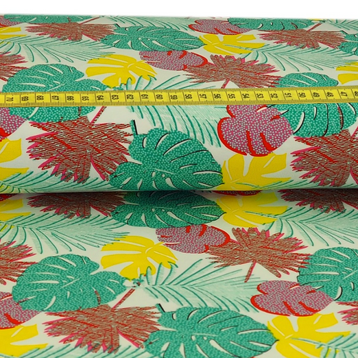 Jersey Mega Leaves auf Weiß Jersey Mega Leaves auf Weiß