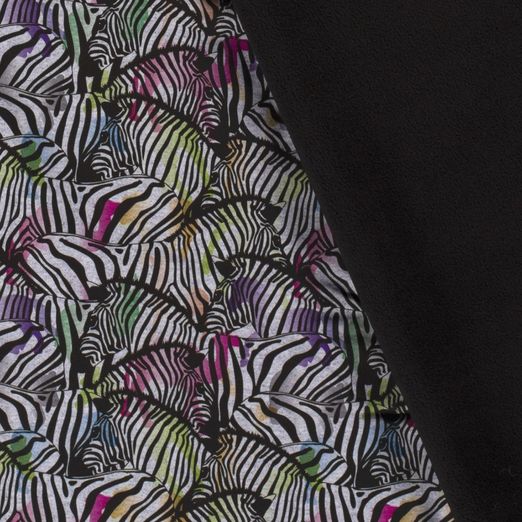 Softshell Bunte Zebras auf Hellgrau Meliert Innen Schwarz Digital Softshell Bunte Zebras auf Hellgrau Meliert Innen Schwarz Digital