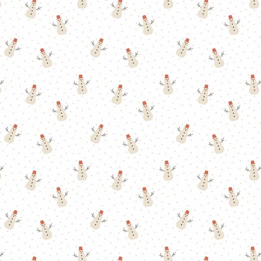 Baumwolle Kleine Schneemänner auf Weiß Baumwolle Kleine Schneemänner auf Weiß
