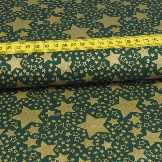 Baumwolle Weihnachten Golddruck Sternenrausch Grün Baumwolle Weihnachten Golddruck Sternenrausch Grün